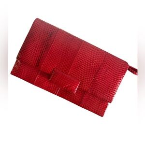 Vintage Whiting & Davis Elegant Red genuine snakeskin Clutch shoulder bag